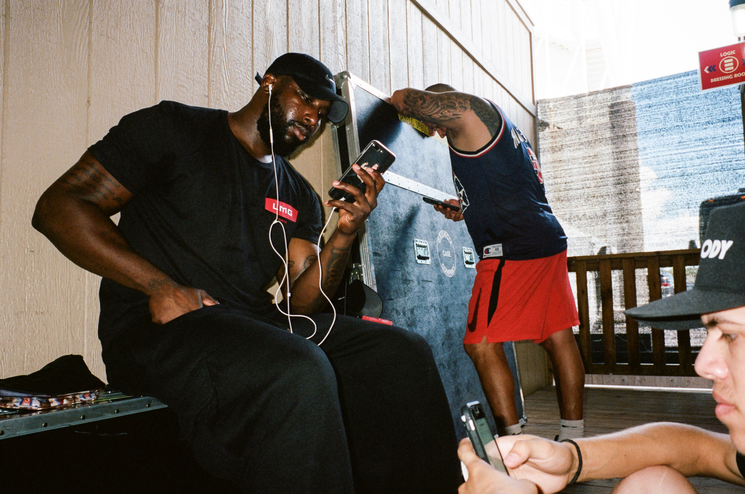 Jordan, Pep and Juan waiting outside Bob's green room in Austin