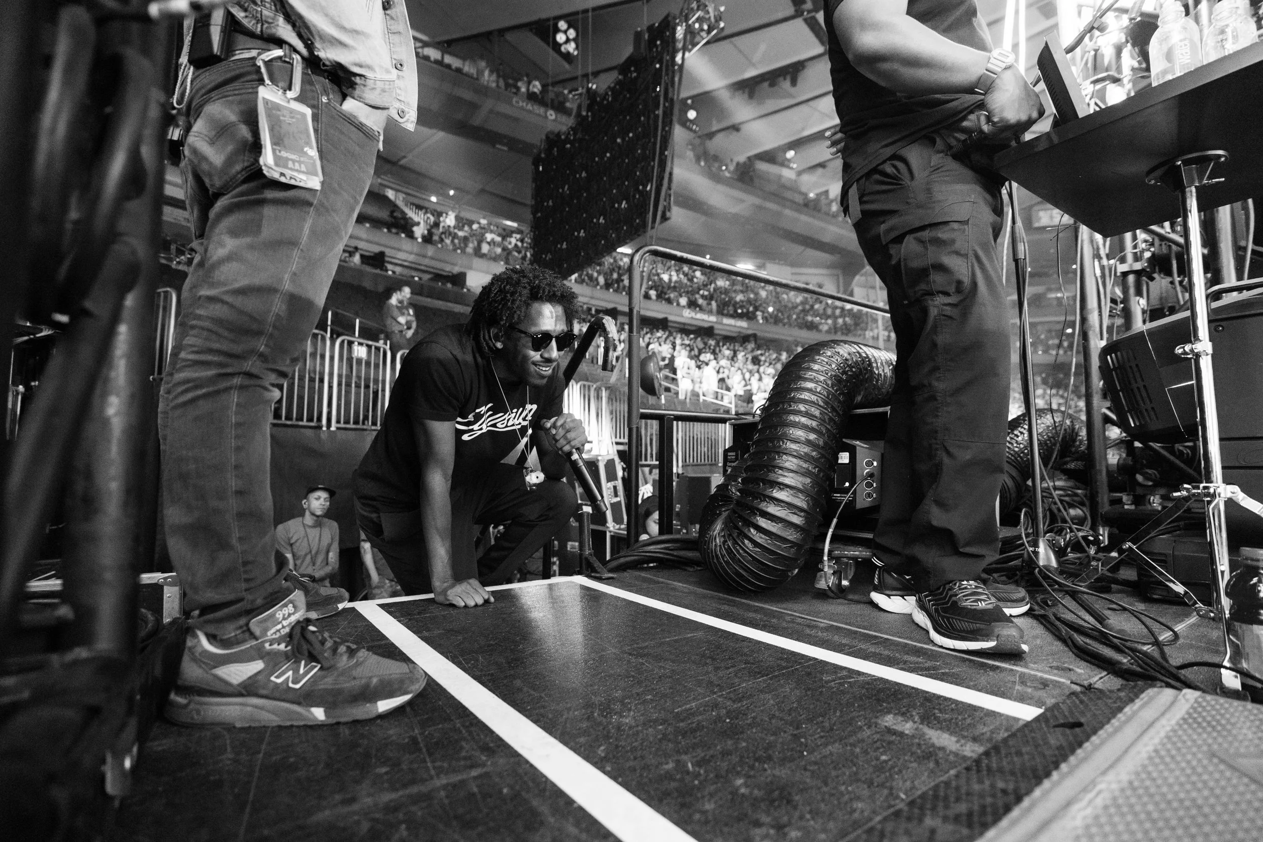 Damian waiting to perform side stage, 2018