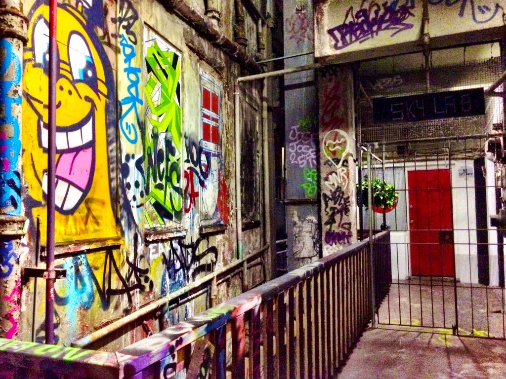 A vibrant entrance to a yoga oasis at Sky Lab.