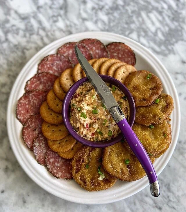 Southern comforts &amp; peppered salami #friedgreentomatoes #pimentocheese