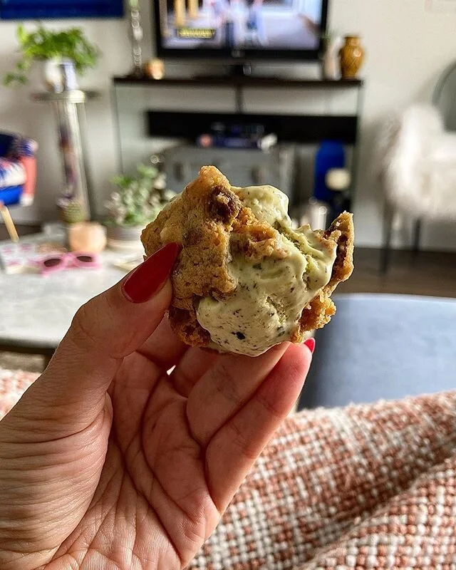 lemon basil ice cream sandwiched between white chocolate chip - pistachio cookies #friYAY