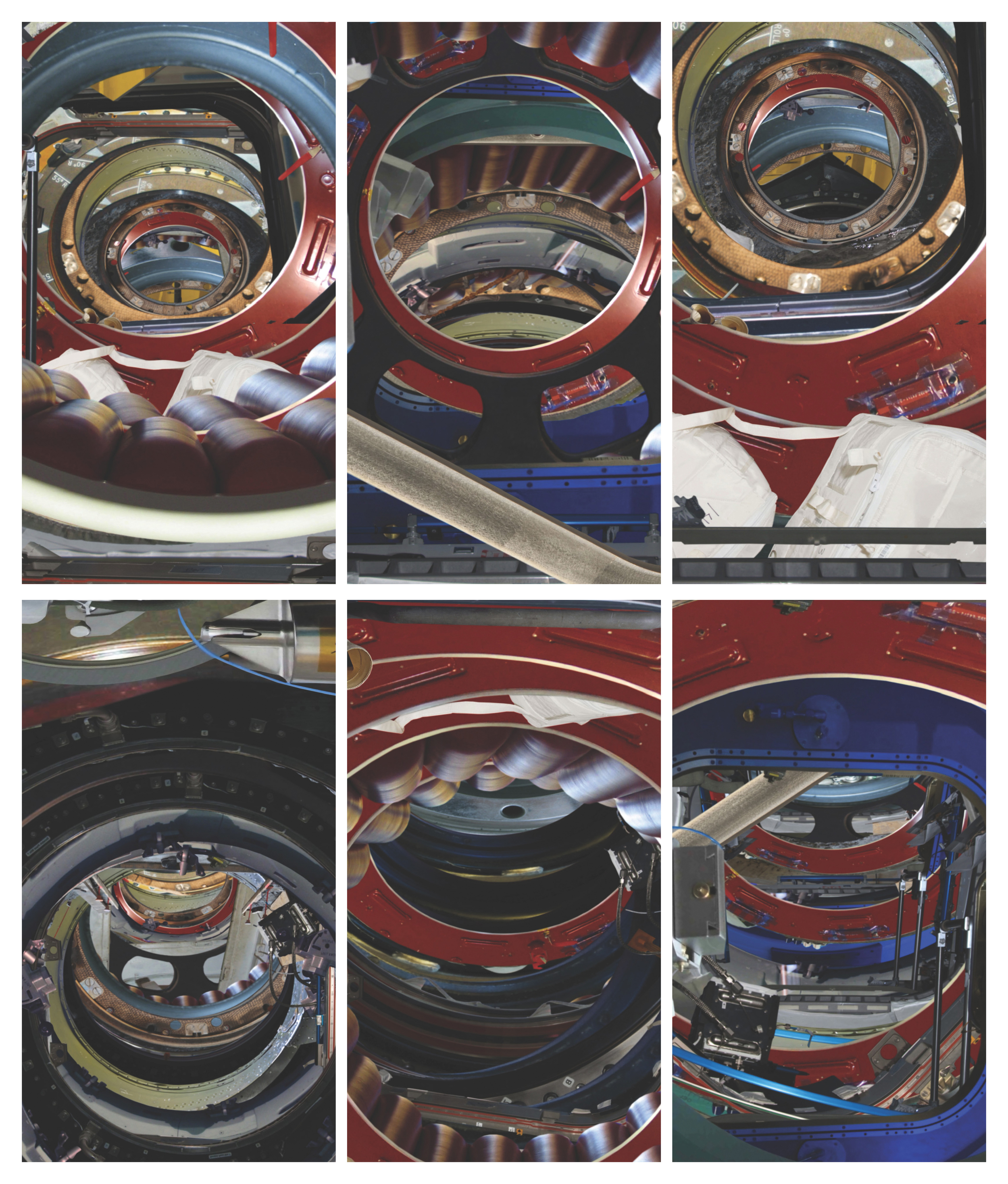 Porthole: Canalization Airlock , 2016. Two - channel video installation, silent, 1 min. 01 sec. continuous loop. Installation p anel dimensions 85 x 48 x 5 in.