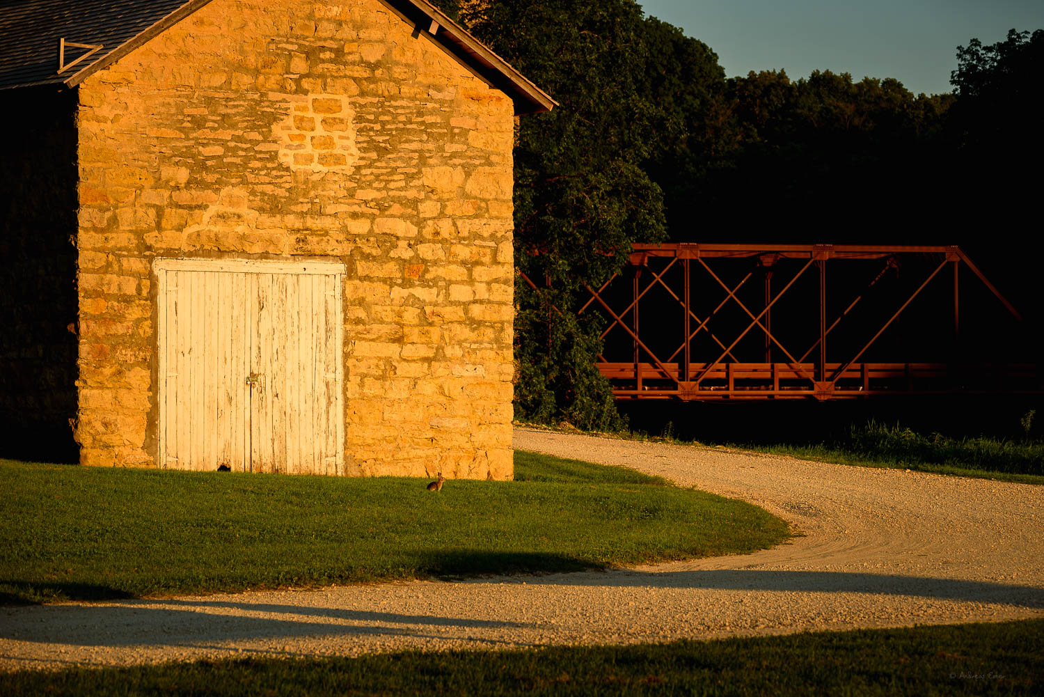 Smokehouse and bridge
