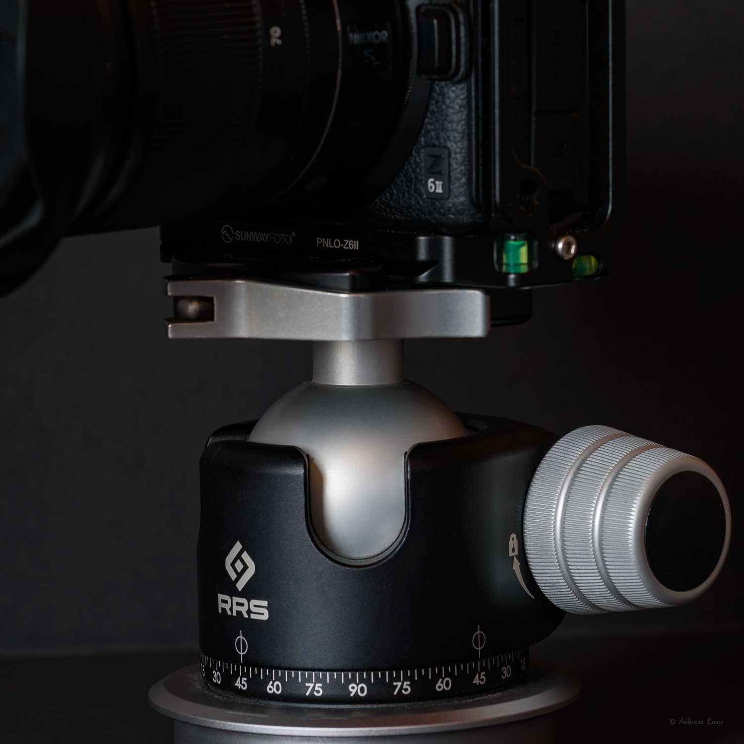  REALLY RIGHT STUFF Ball head BH-55  I leave this heavy-duty piece always mounted to an extra INDURO MFP45 flat plate. This allows me to switch extremely fast from shooting with the gimbal head (wildlife) to the ball head (landscape) and back, if a s