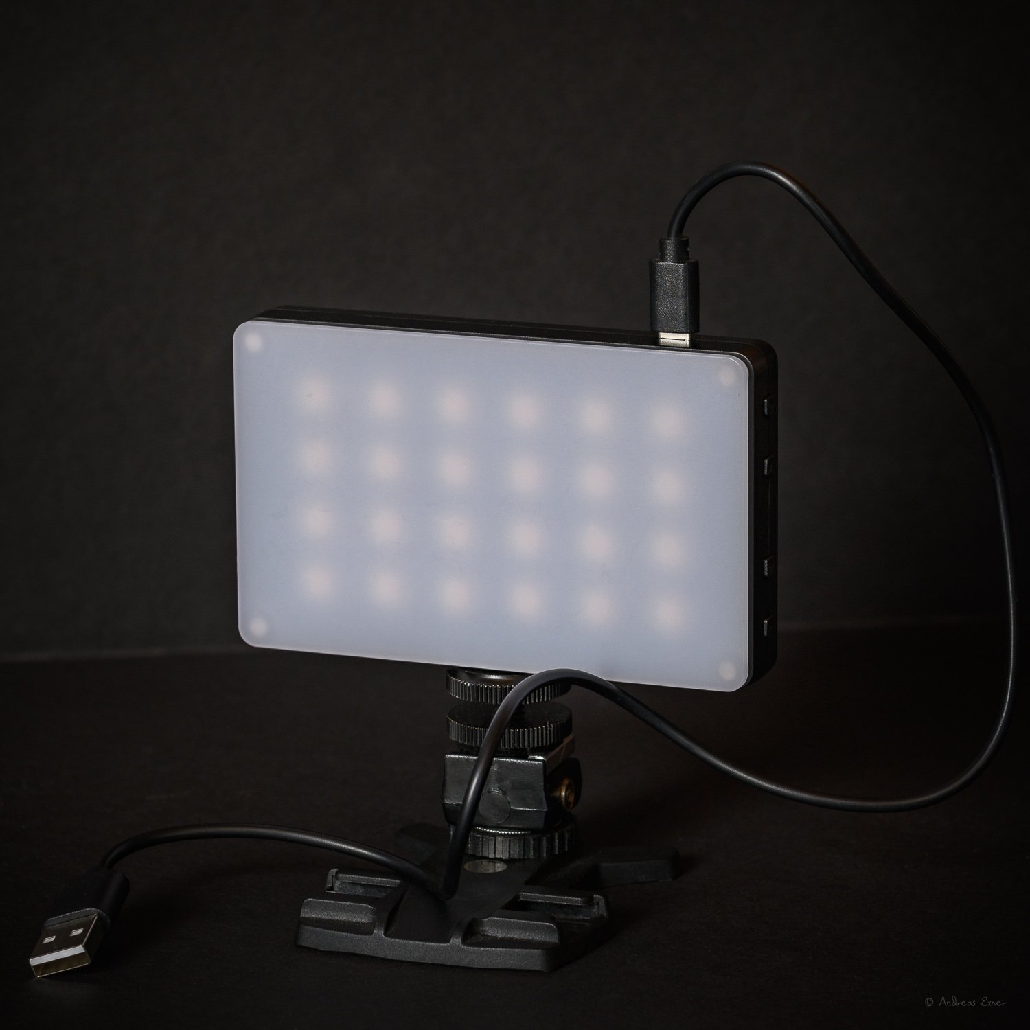  Viltrox RB08 Bicolor LED Light  This small LED light has a color temperature range between 2500K and 8500K and is dimmable between 10% and 100%. I use it for detail shots in nature photography, like mushrooms or blossoms (see an example by clicking 