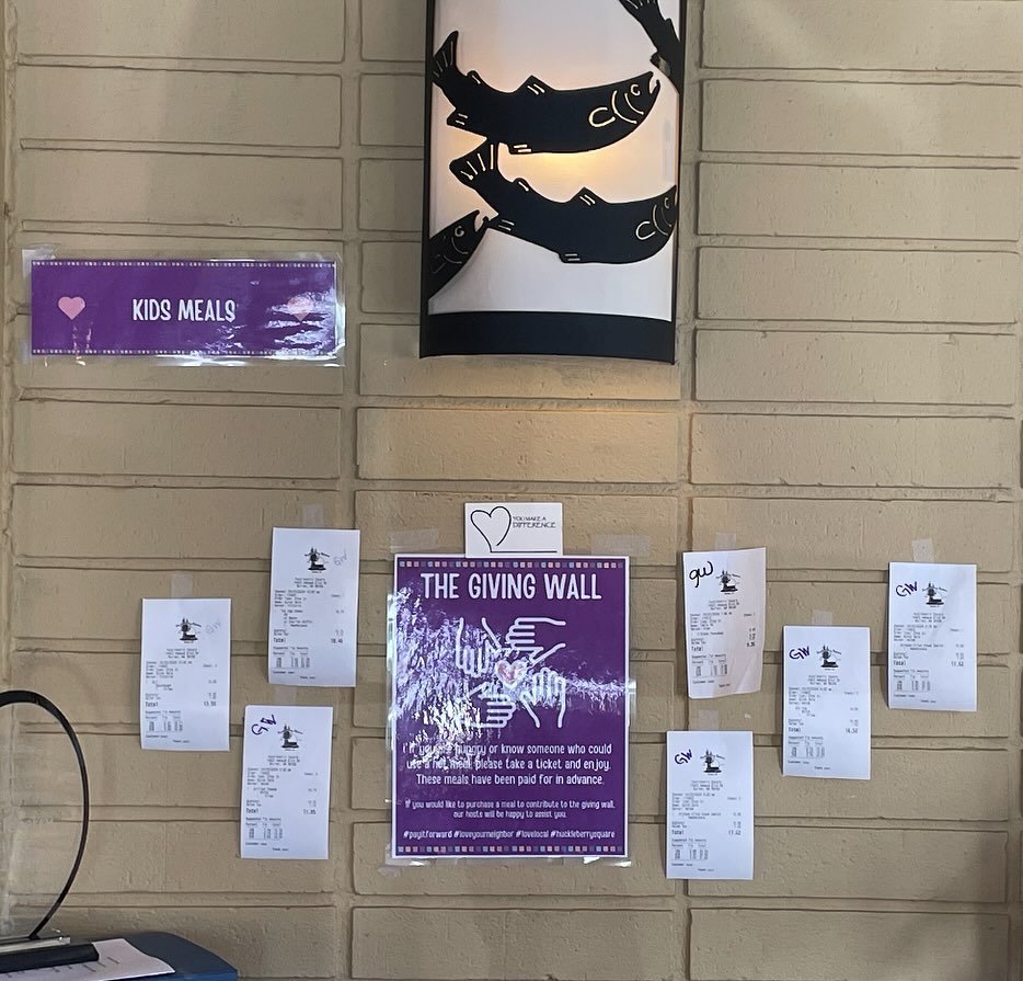 Our Giving Wall is filled today. Thanks everyone!

You can now buy meals online that will be posted on the wall for others who need them. Just go to our website, go to the &ldquo;take out and delivery&rdquo; tab which is our online ordering menu, and