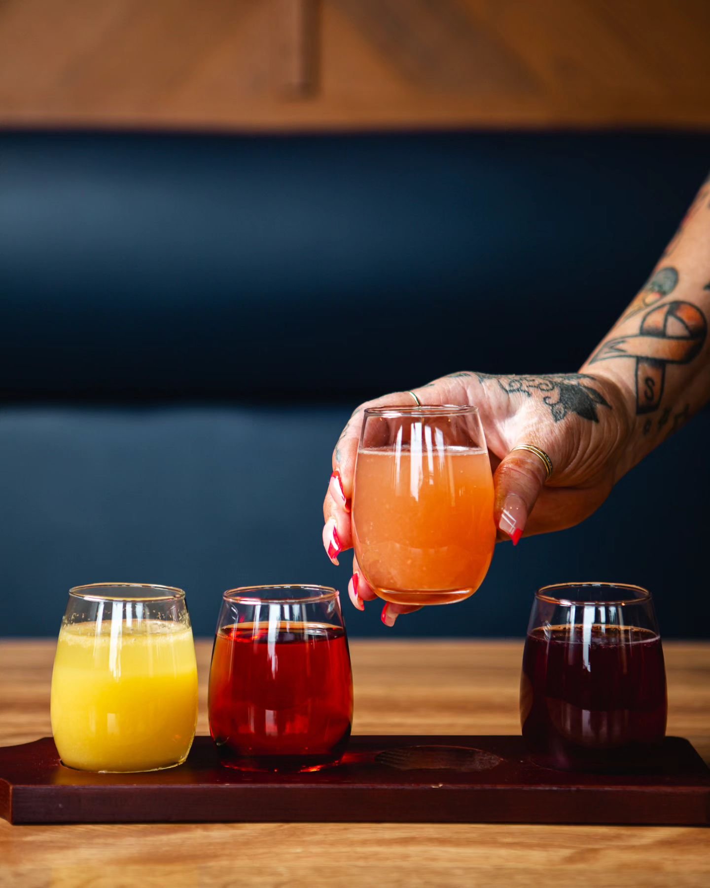 Why limit happy hour when we can have mimosas for brunch? 

Mimosa flight is now available for those that likes to try different things and it's also perfect item to share with your brunch buddies.  Hurry in and take a flight to Huckleberry Square.

