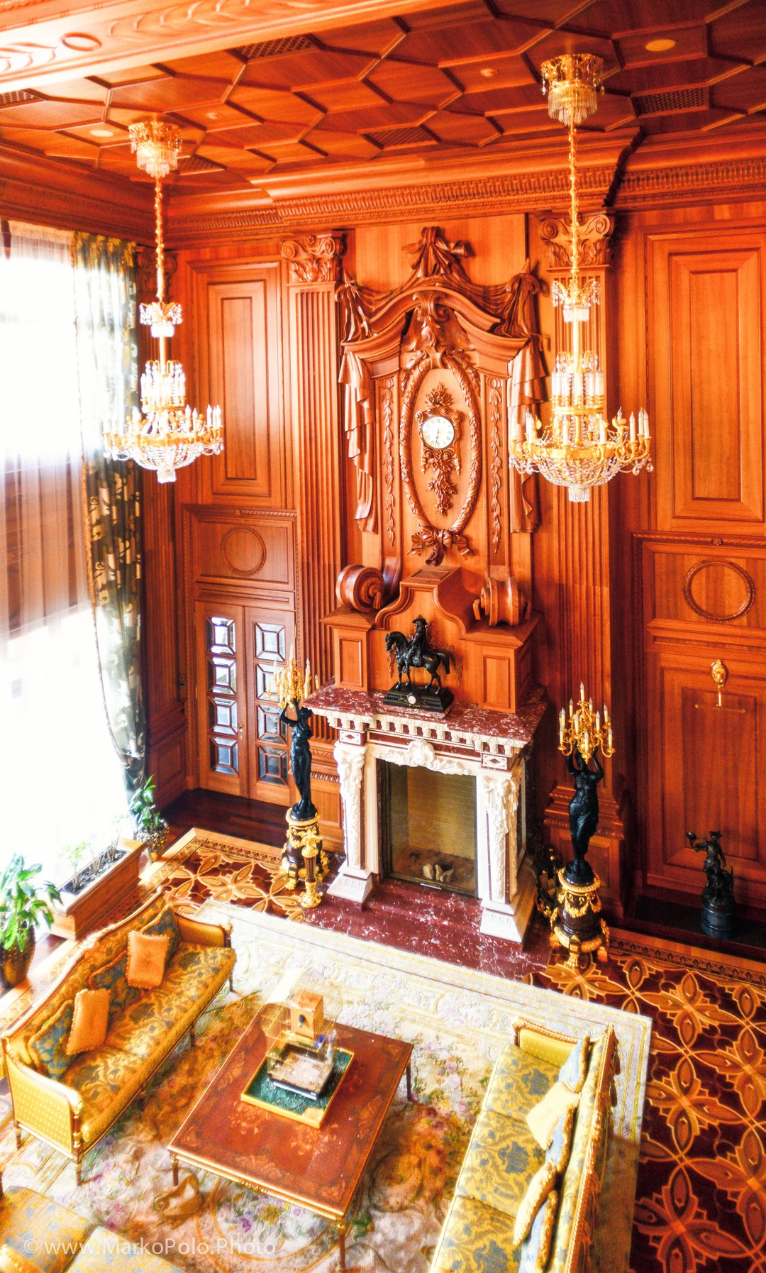 Main room with carved wood and all the other glitter