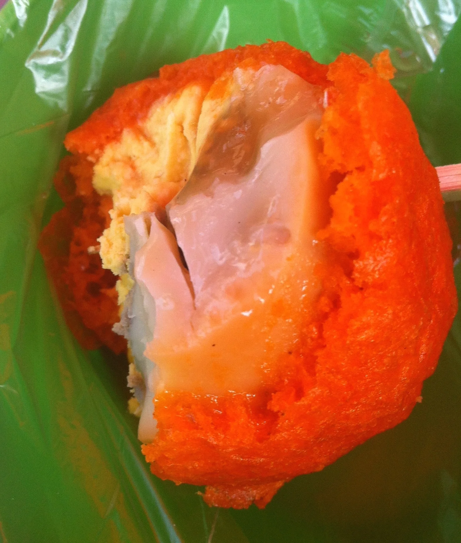 A Manila streetfood staple: batter-fried duck egg.