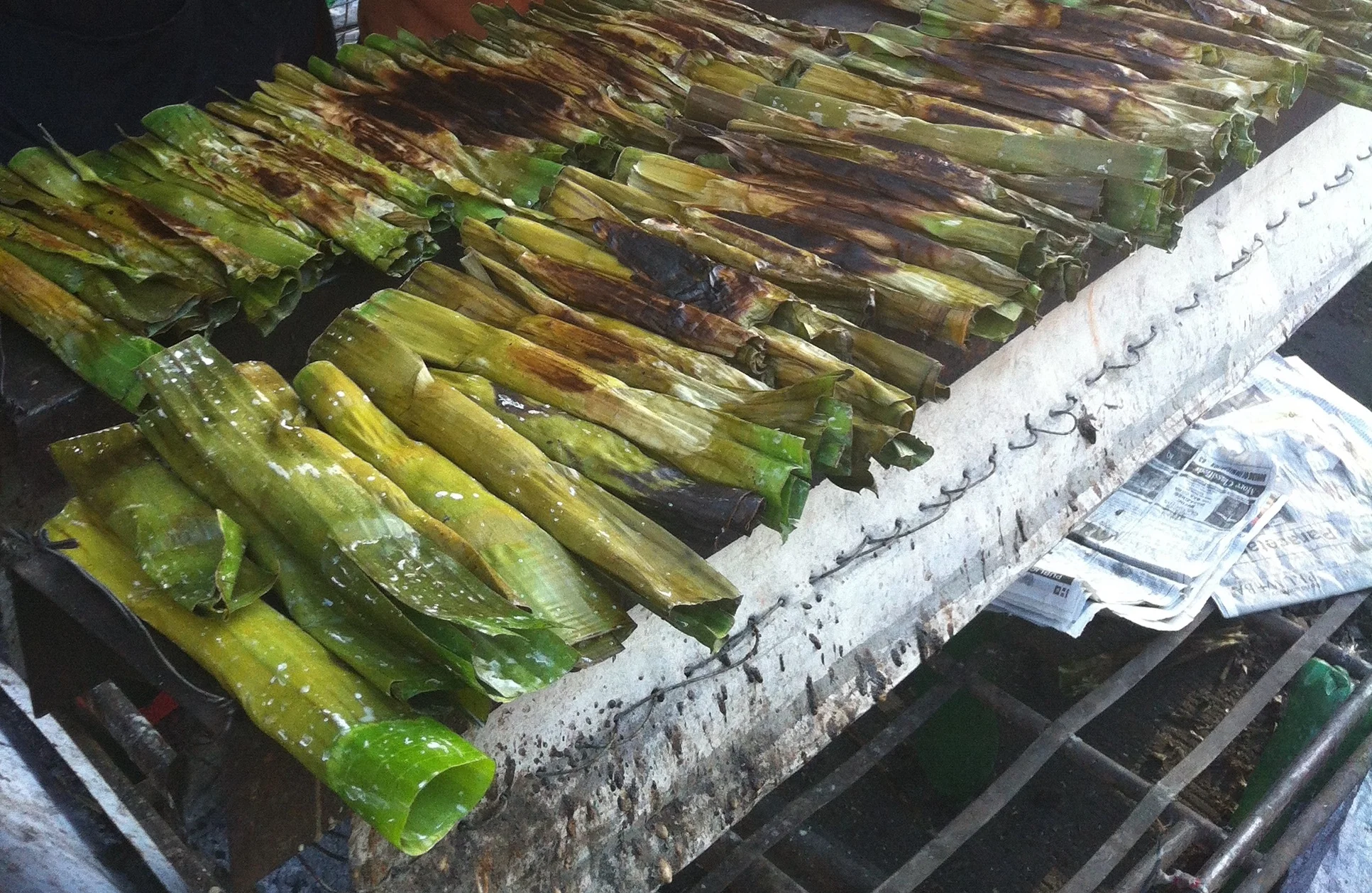 Bikol: a treat of grilled coconut rice (i think). Super yummy.