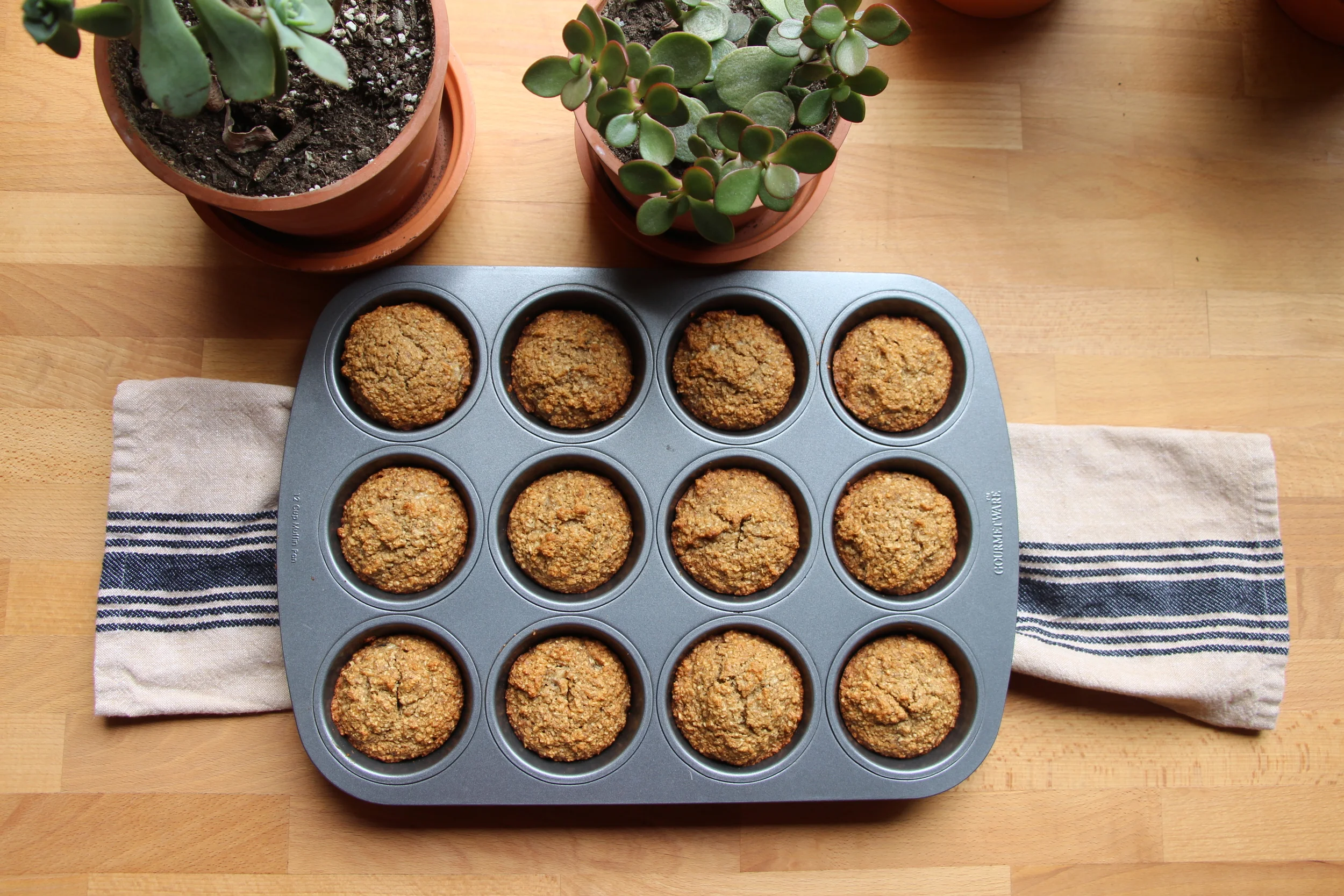 Vegan Gluten Free Oatmeal Banana Muffins.