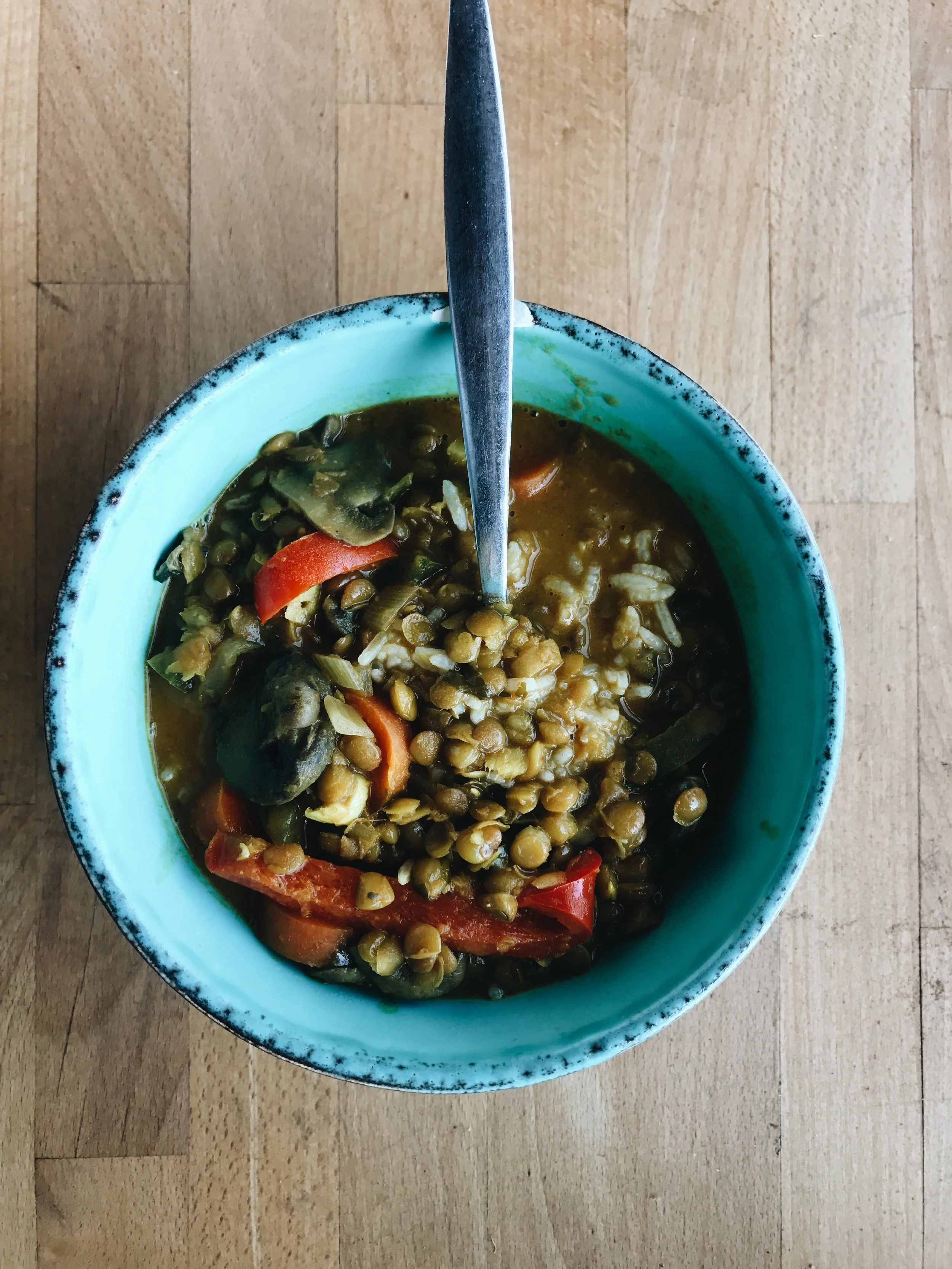 Vegan Red Curry With Lentils.