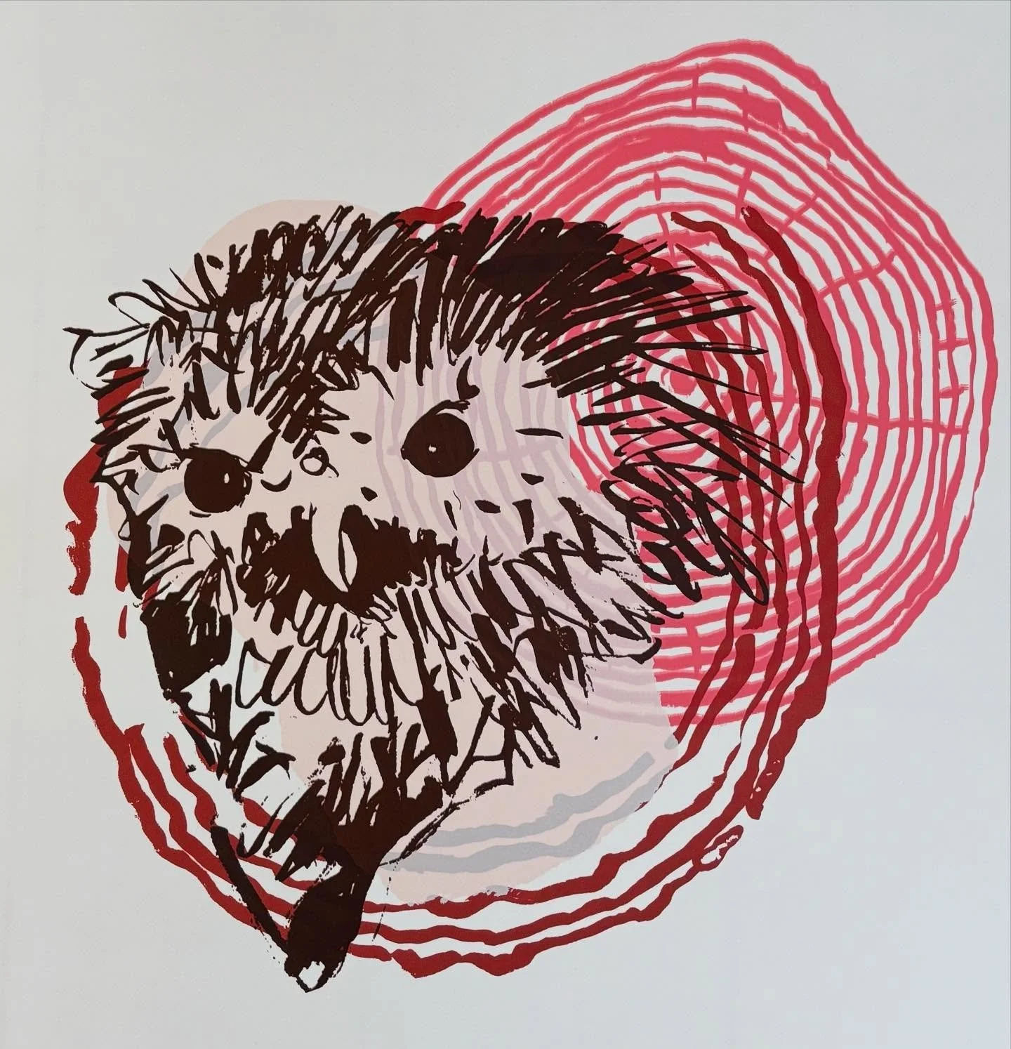 Au s&eacute;chage; petite hulotte, format 30x30cm, s&eacute;rigraphie d&rsquo; art sur papier coton, copyright Adagp.