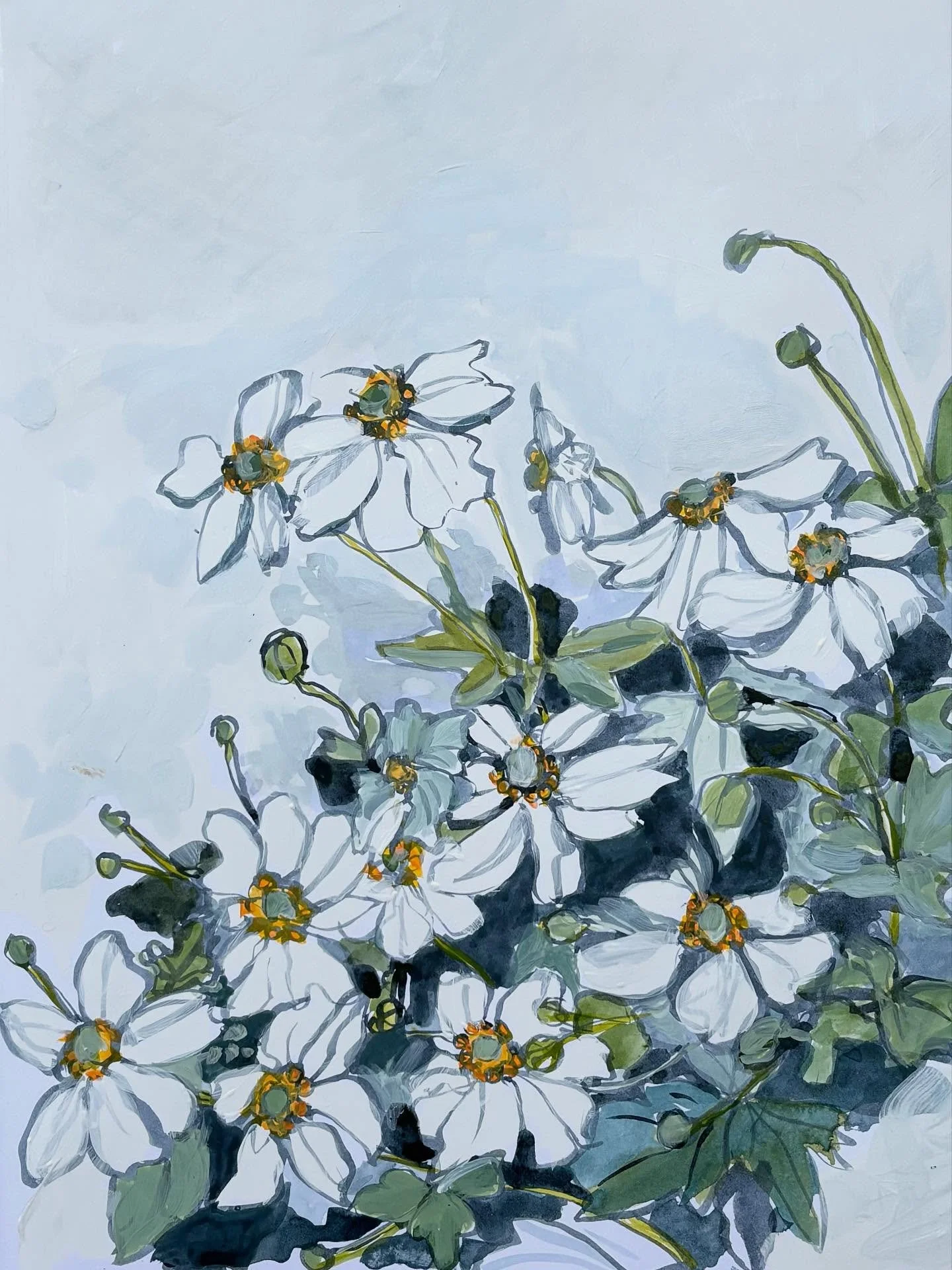 Petit croquis dans le parc, puis finalement un zeste de peinture! Peinture croquis sur site, parc Andr&eacute; Citro&euml;n 🤗.