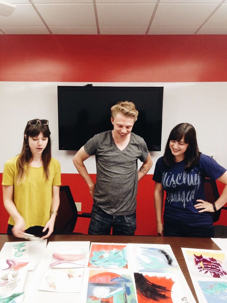 Image: Resound. Reviewing custom textures with local artist Kelsey Jones.