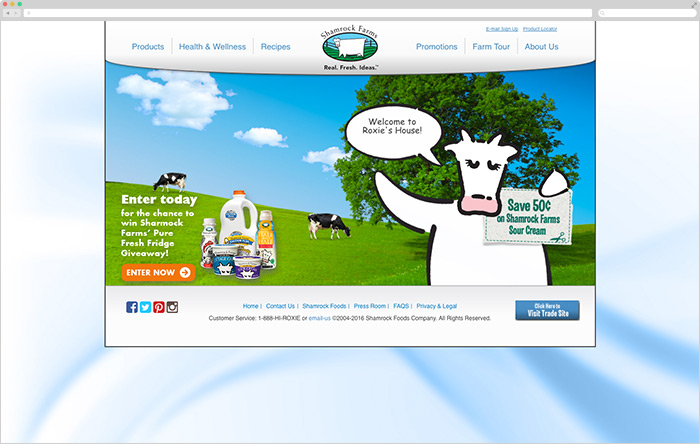 Before: Shamrock Farms' website was dated, difficult to navigate, and had many functional issues.