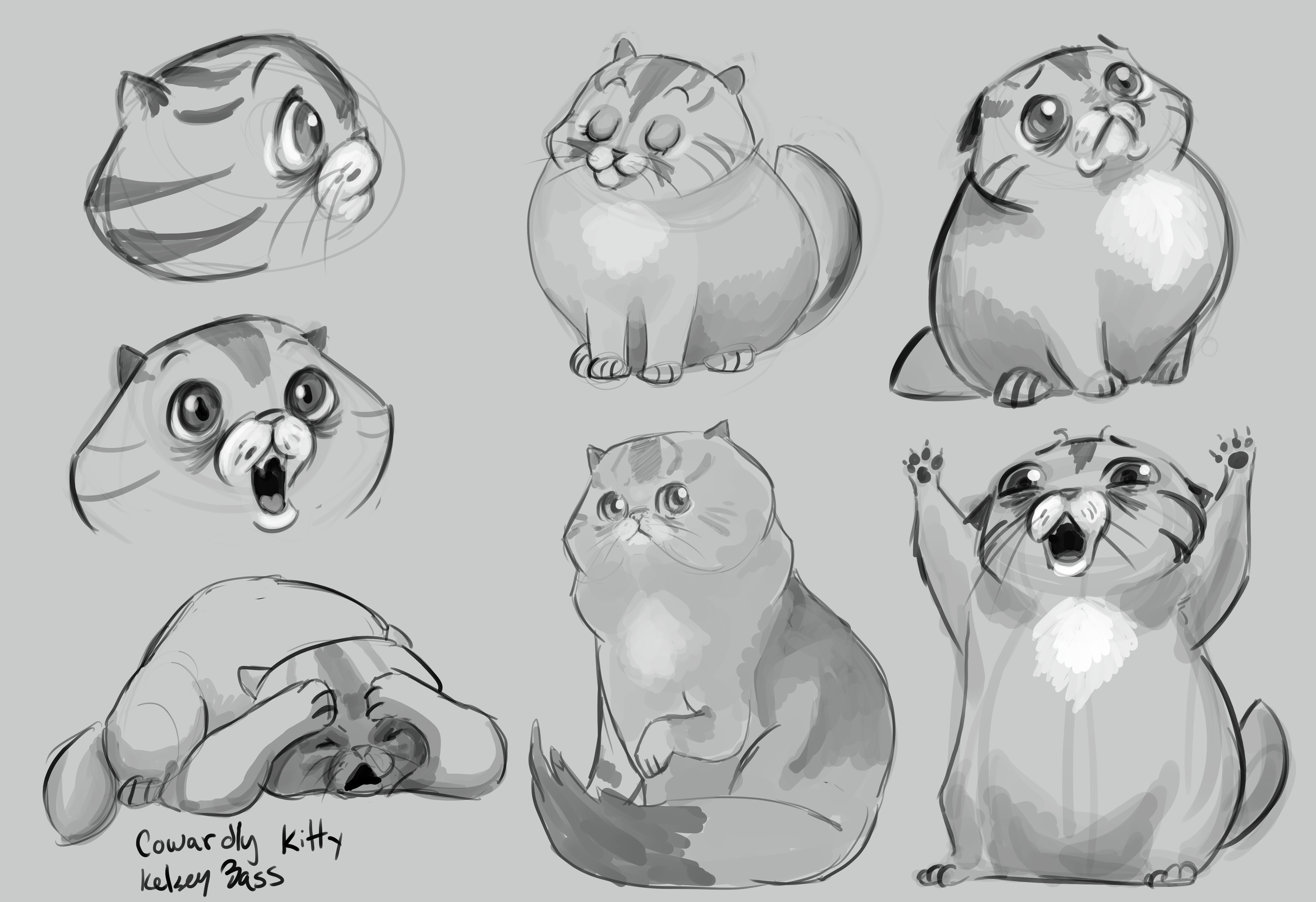 Cowardly Kitty digital sketches