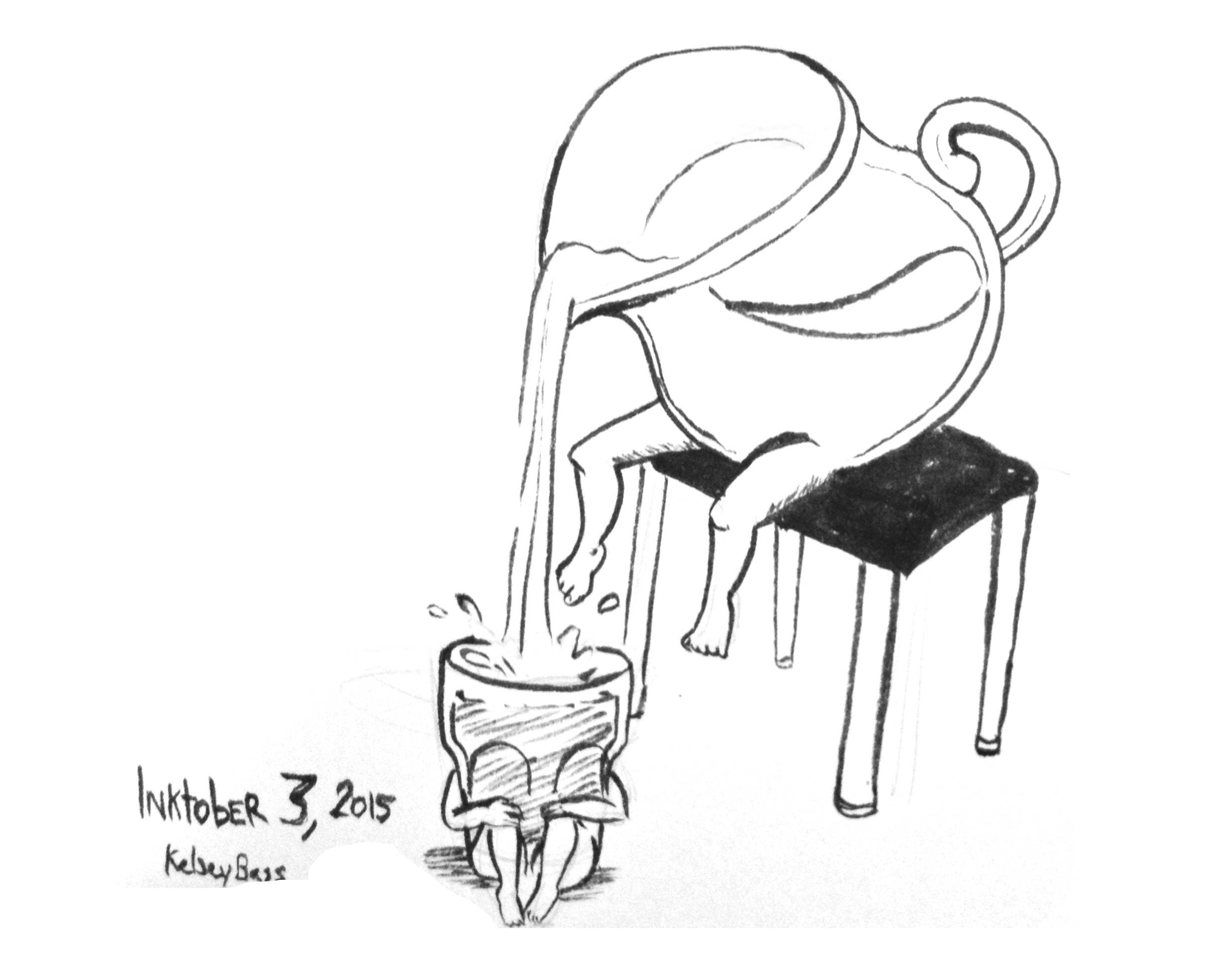Inktober 3, 2015 I just let my hand take the wheel when inking this one. Pretty bizarre.