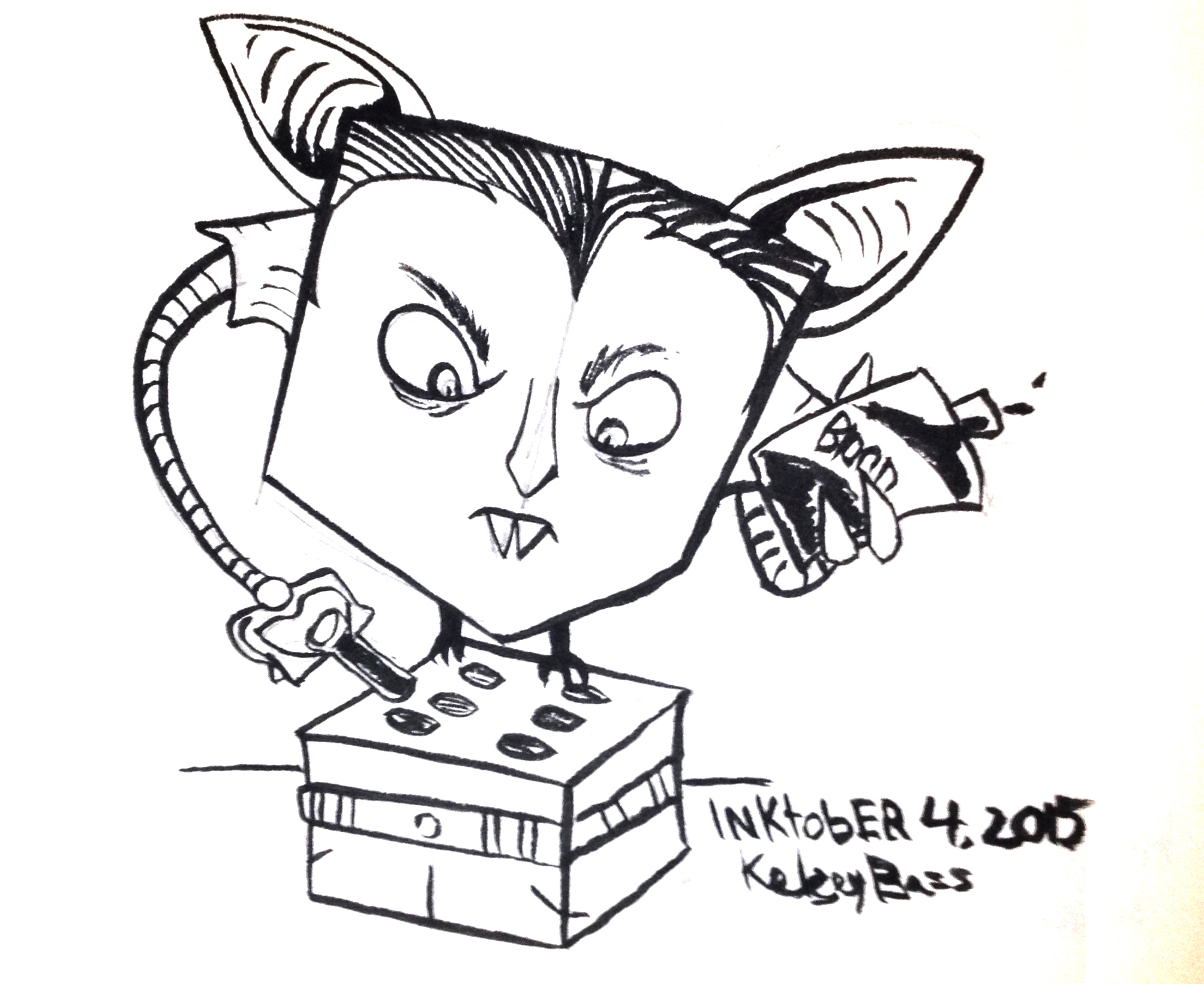 Inktober 4, 2015 Vampire robot sorting blood.
