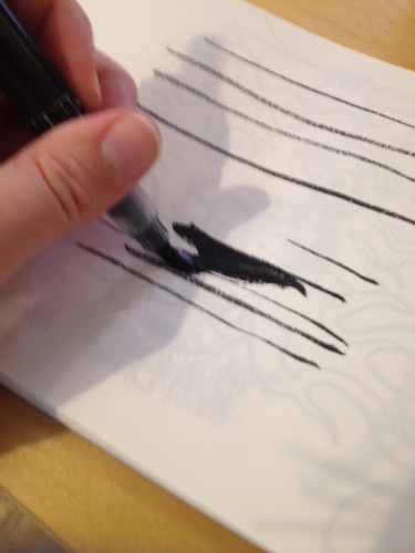 Sorry for the blurriness holding the camera and drawing is a challenge for me haha.