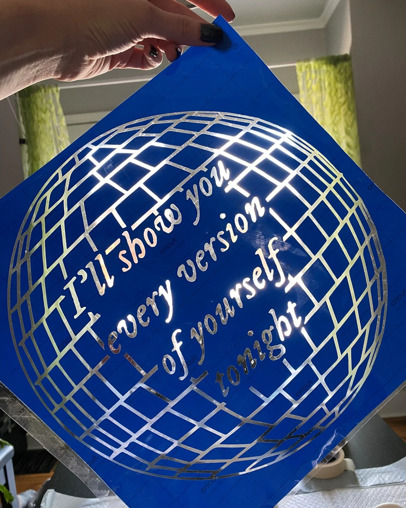 Back in January, I thought it&rsquo;d be cool to etch designs on mirrors. 

47,000 steps later, I pulled it off! 

Skills unlocked: 
&mdash; Designing scalable vector graphics
&mdash; Using a Cricut machine to electronically die-cut sheets of vinyl
&