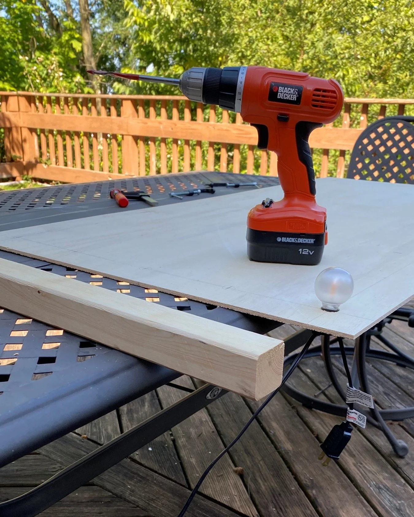 At four feet wide, this is the largest piece I&rsquo;ve created for the Wonderland art show! 

My design required several trips to the hardware store for lumber, a hacksaw, wood glue, bar clamps, and a &frac34;-inch spade bit. 

Plus, of course, I ha