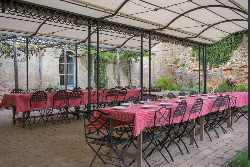 When it's nice weather, we have dinner outside here