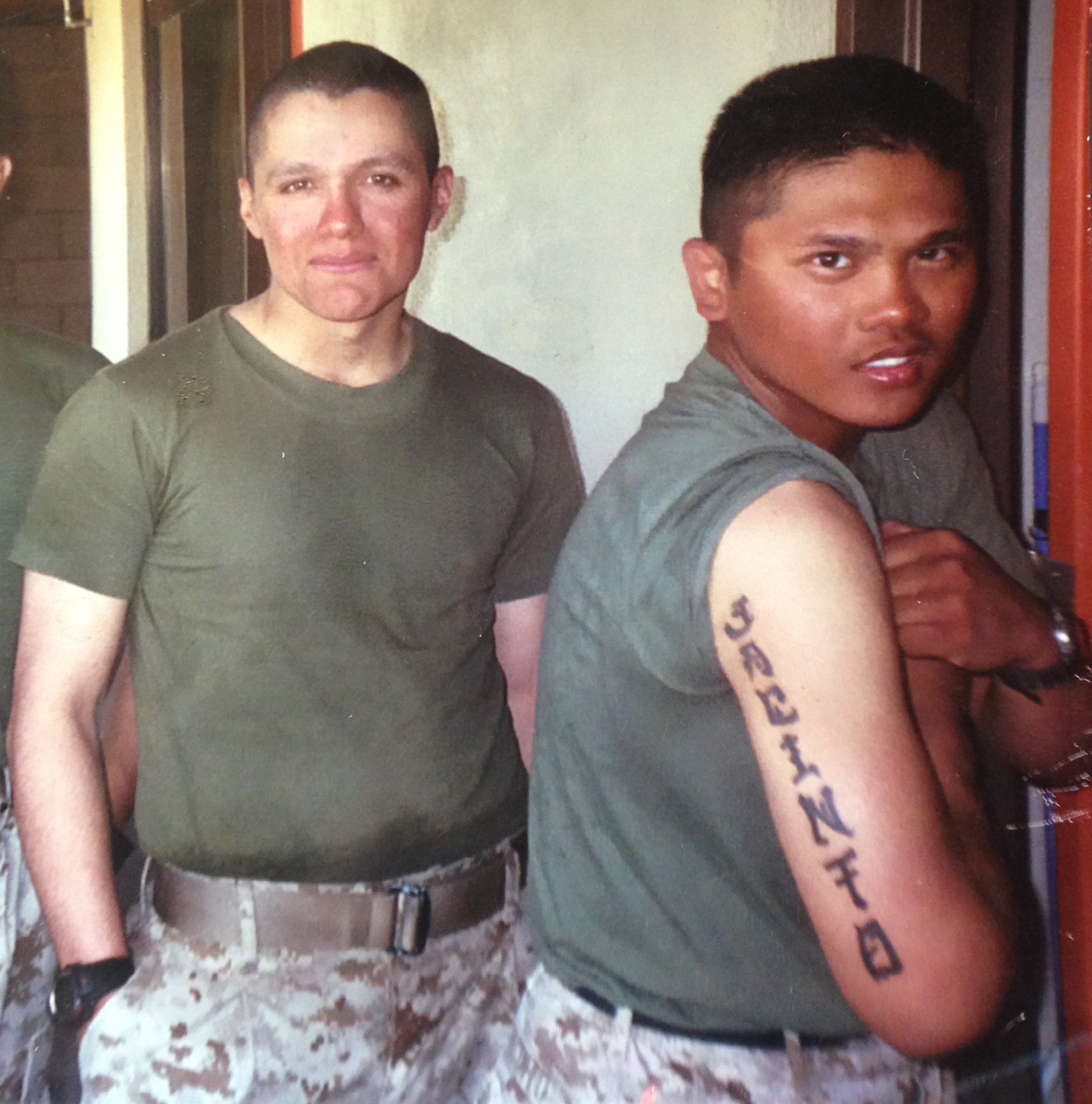 Oscar Garza (left) and Aaron Jacinto. Twentynine Palms, California. 2005. Photographer Unknown