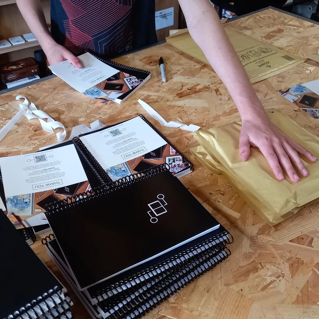 Very happy to announce that all copies of the Comic Writer's Journal have now been packaged up - thanks in no small part to our work experience boy, Jack (hands in shot). This means that fulfilment for our my Kickstarter backers is very much underway