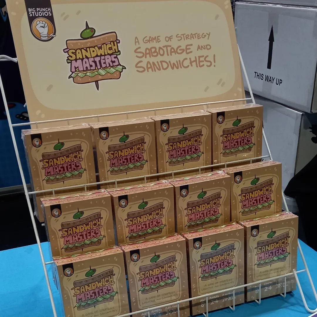 All set for @ukgamesexpo Day 2. Let's gooooooooooo!

Come find us in Hall 1, for all your Sandwich Masters and Colostle needs. And, brand new for this show, check out The Secret Order, a brand new expansion for Sandwich Masters that adds a touch of c