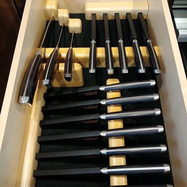 woodencrab..... everything always looks sexy when it&rsquo;s organized.... ask any captain. custom knife drawer. solid maple and felt
