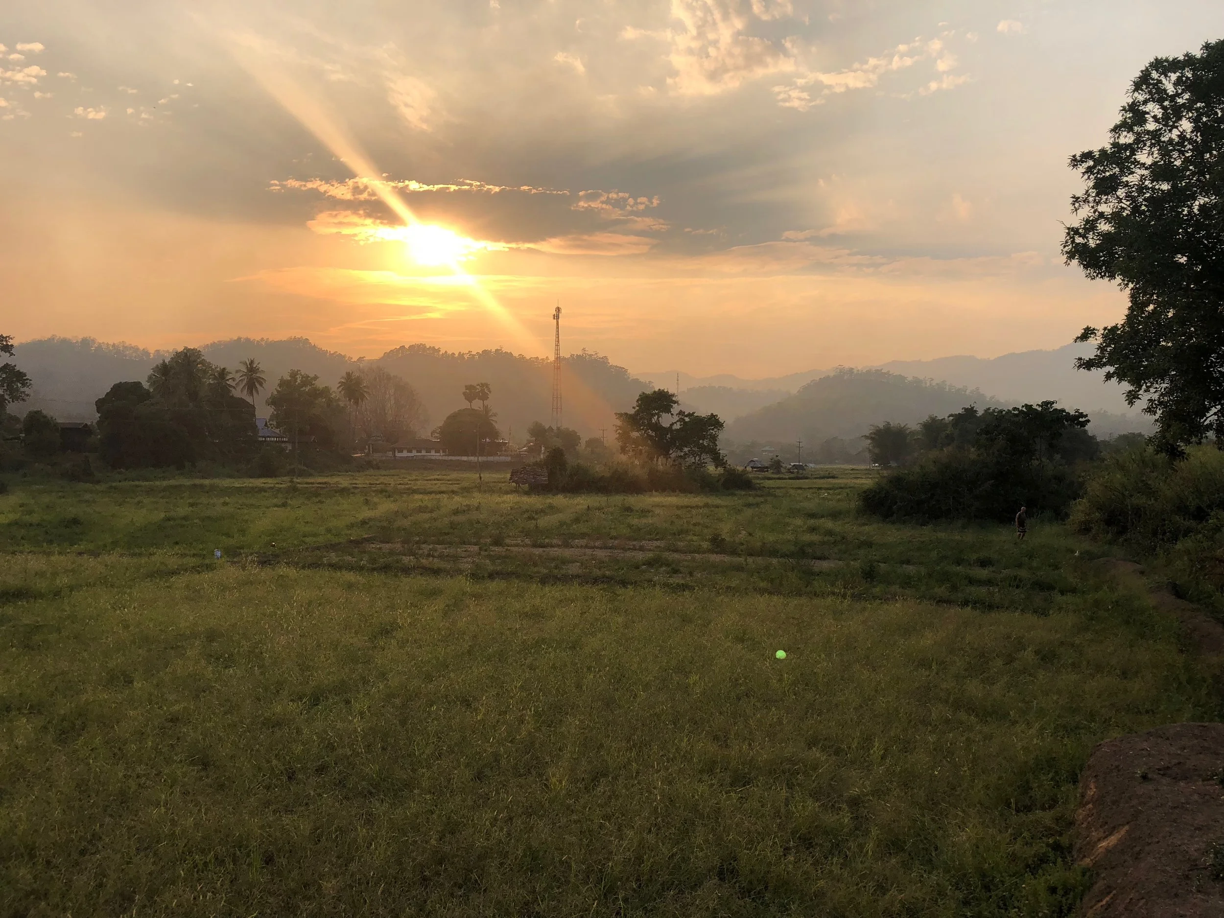 Sunset over the rice fields....