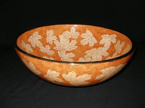 AUTUMN LEAVES POLISHED GOLD RIM
