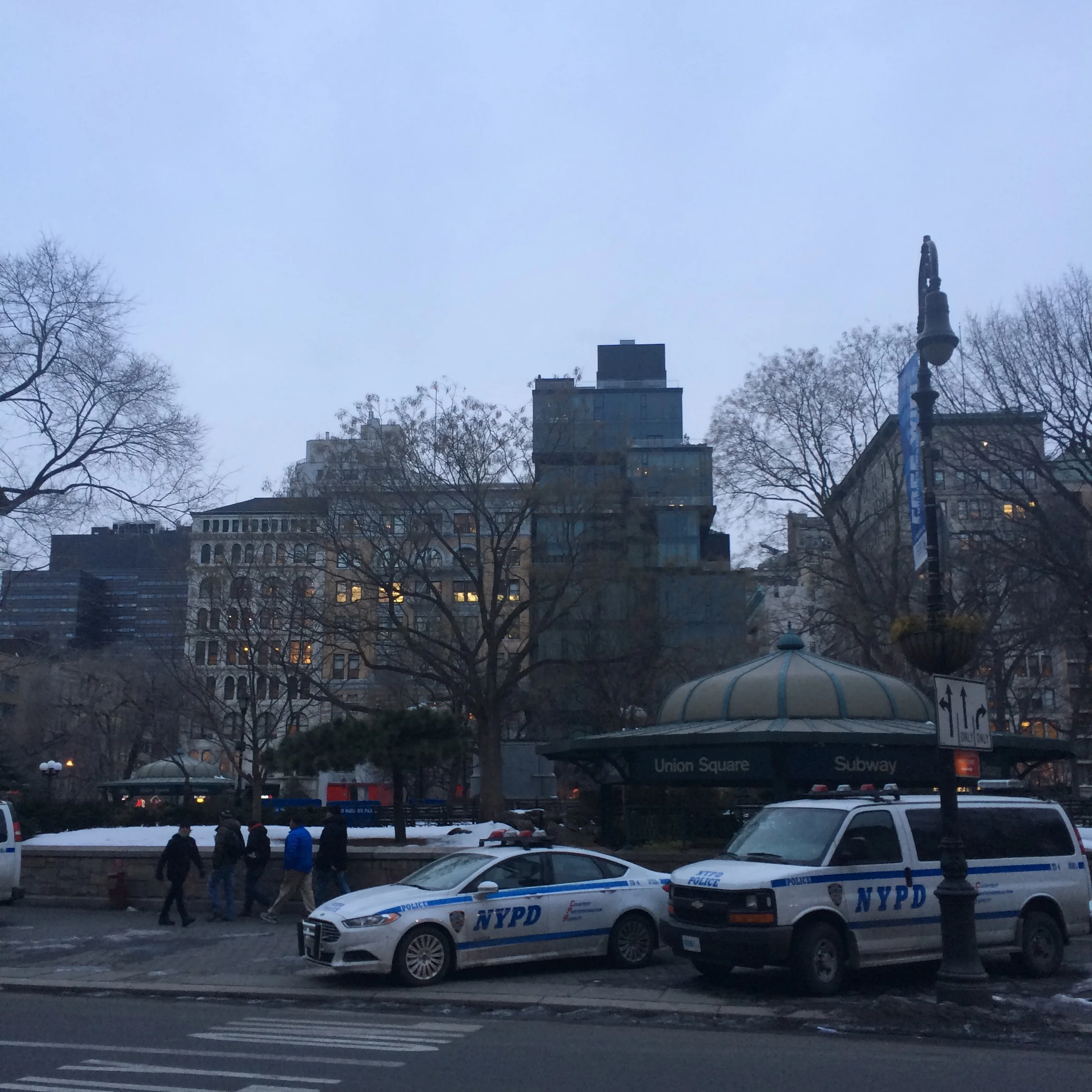 snowy union square.