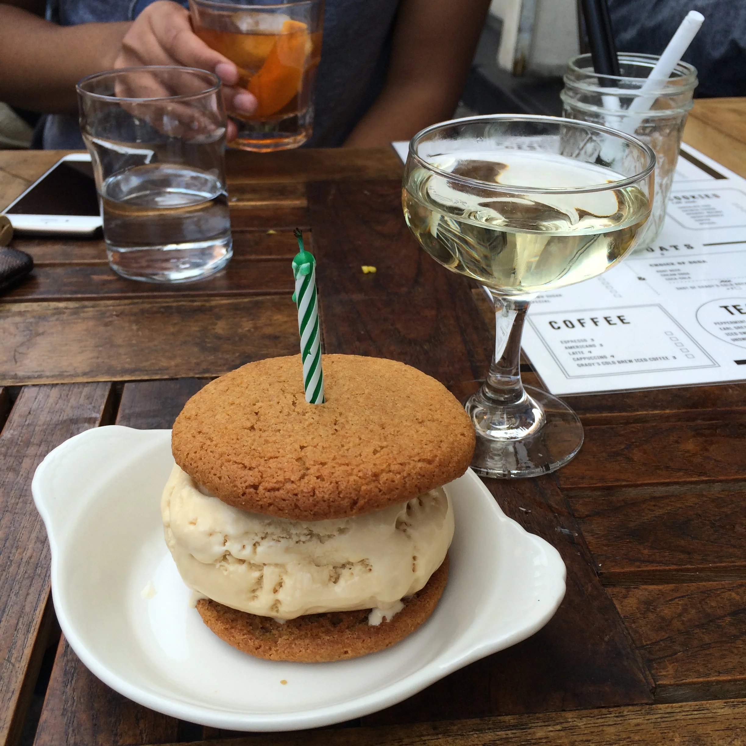 Ice Cream Sandwich & Moscato.