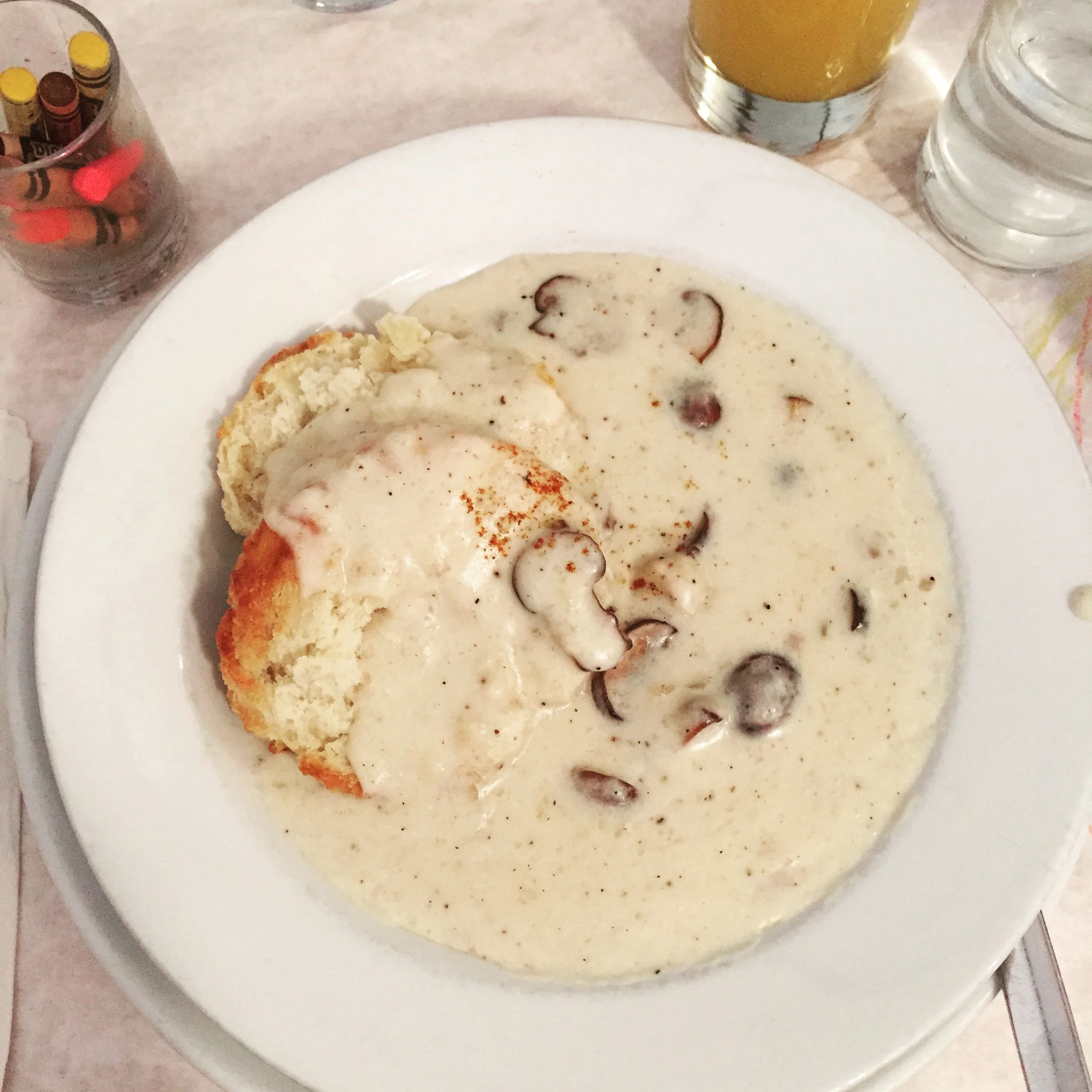 Biscuits with Mushroom Gravy at Egg.