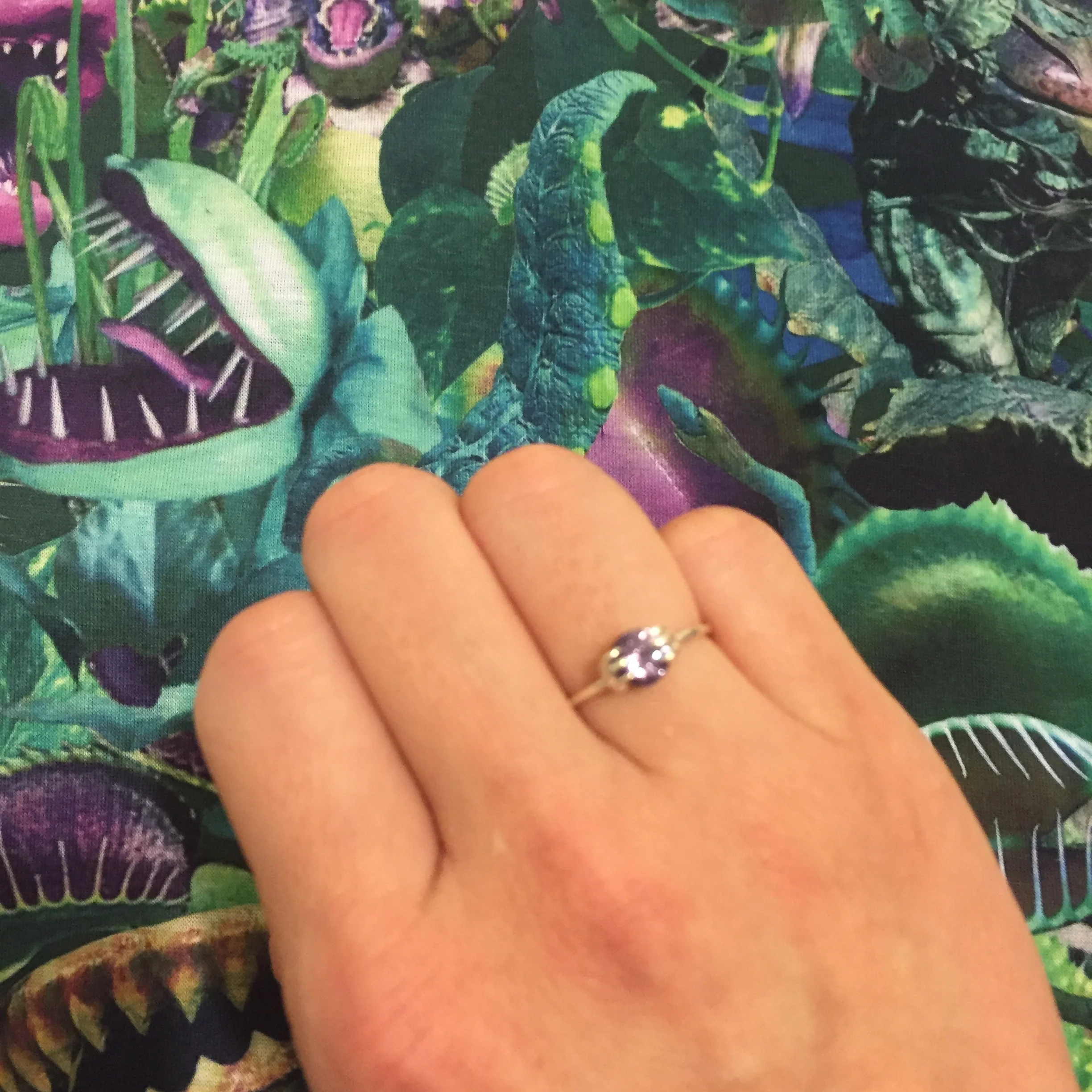 Audrey II Tee & an Alexandrite Ring.