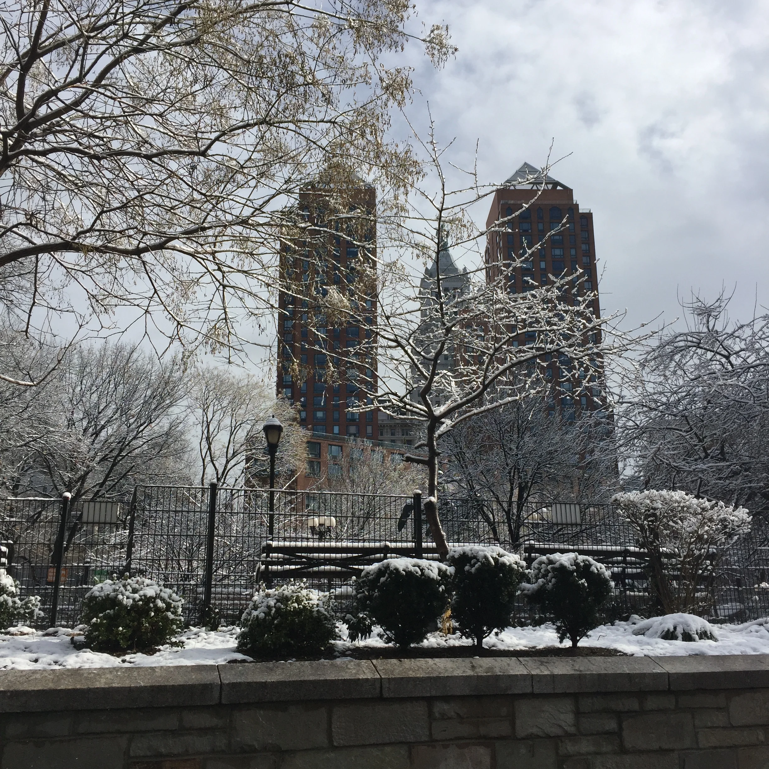 Snowy Union Square Park.