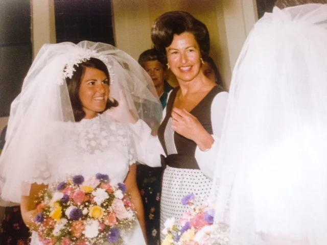  My mom on her wedding day with my grandmother