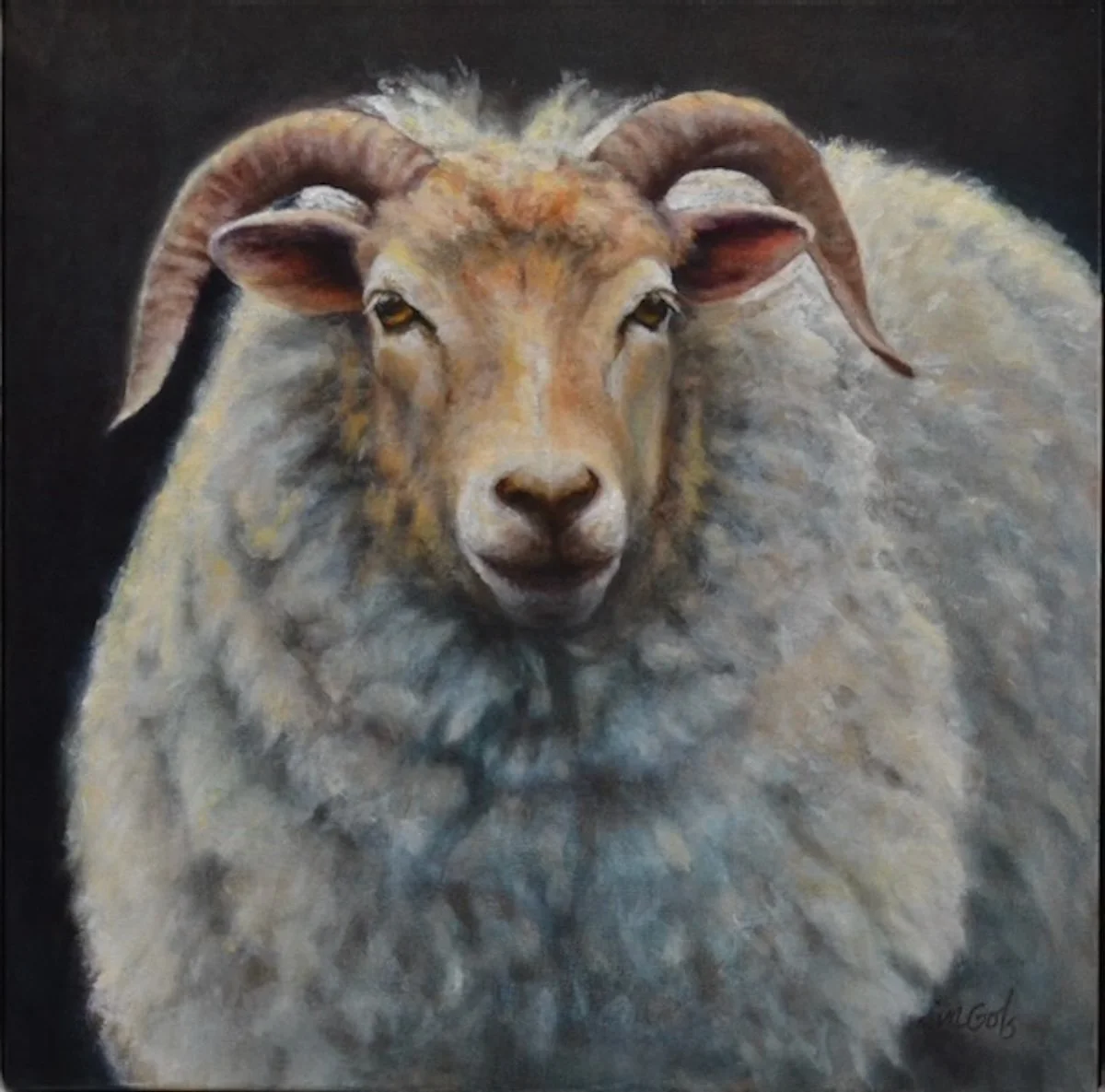 The Portland Ewe, 32x32 framed, Jane Ingols Art