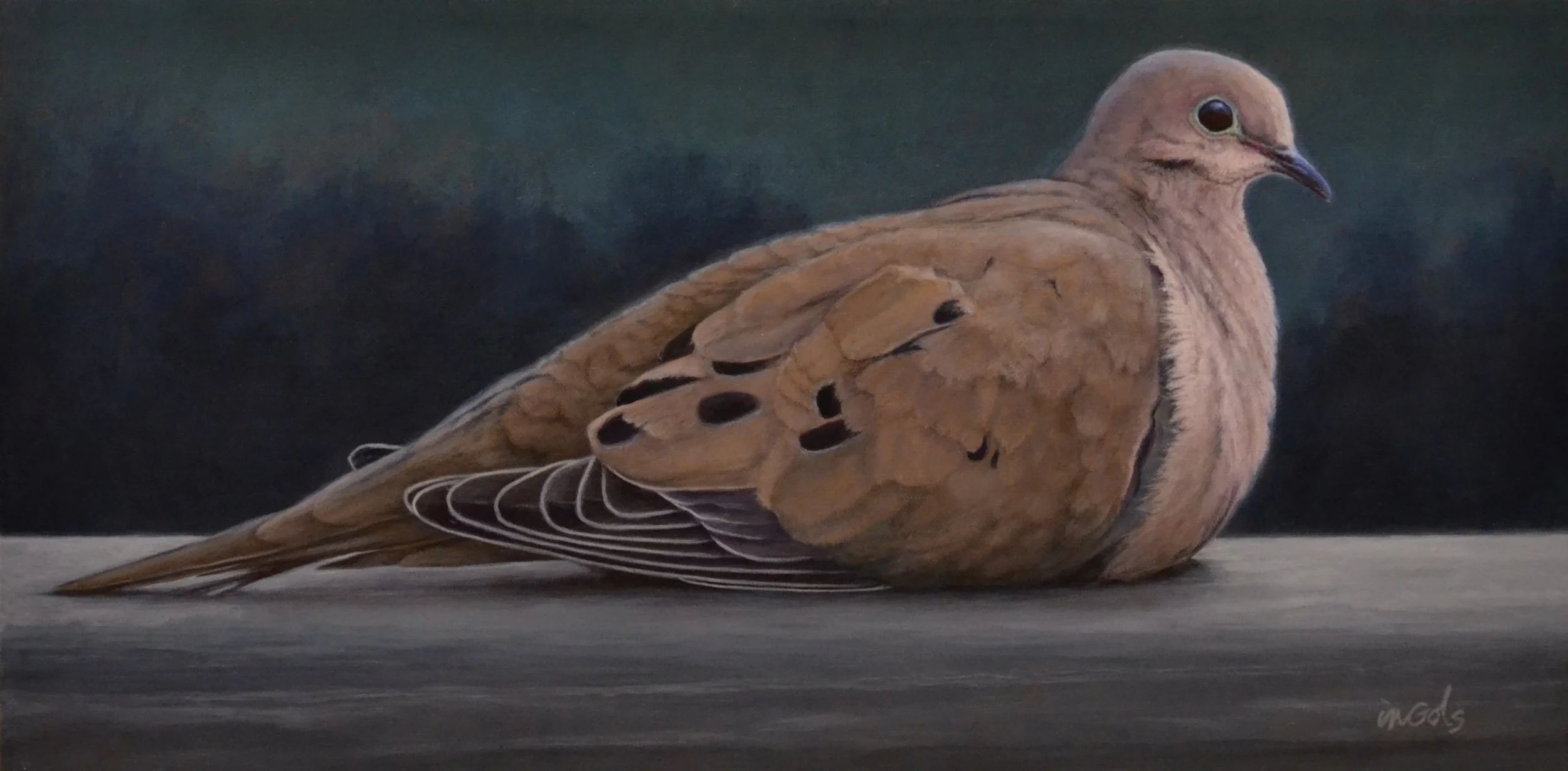 Waiting For Peace, 12x22 framed, Jane Ingols Art, 