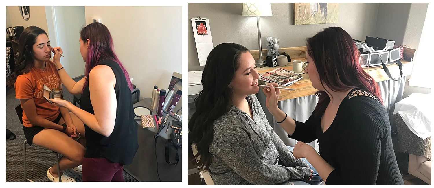 Bridgette and Mikayla getting hair and makeup done by Sydni Williams of Swept Away Styling.