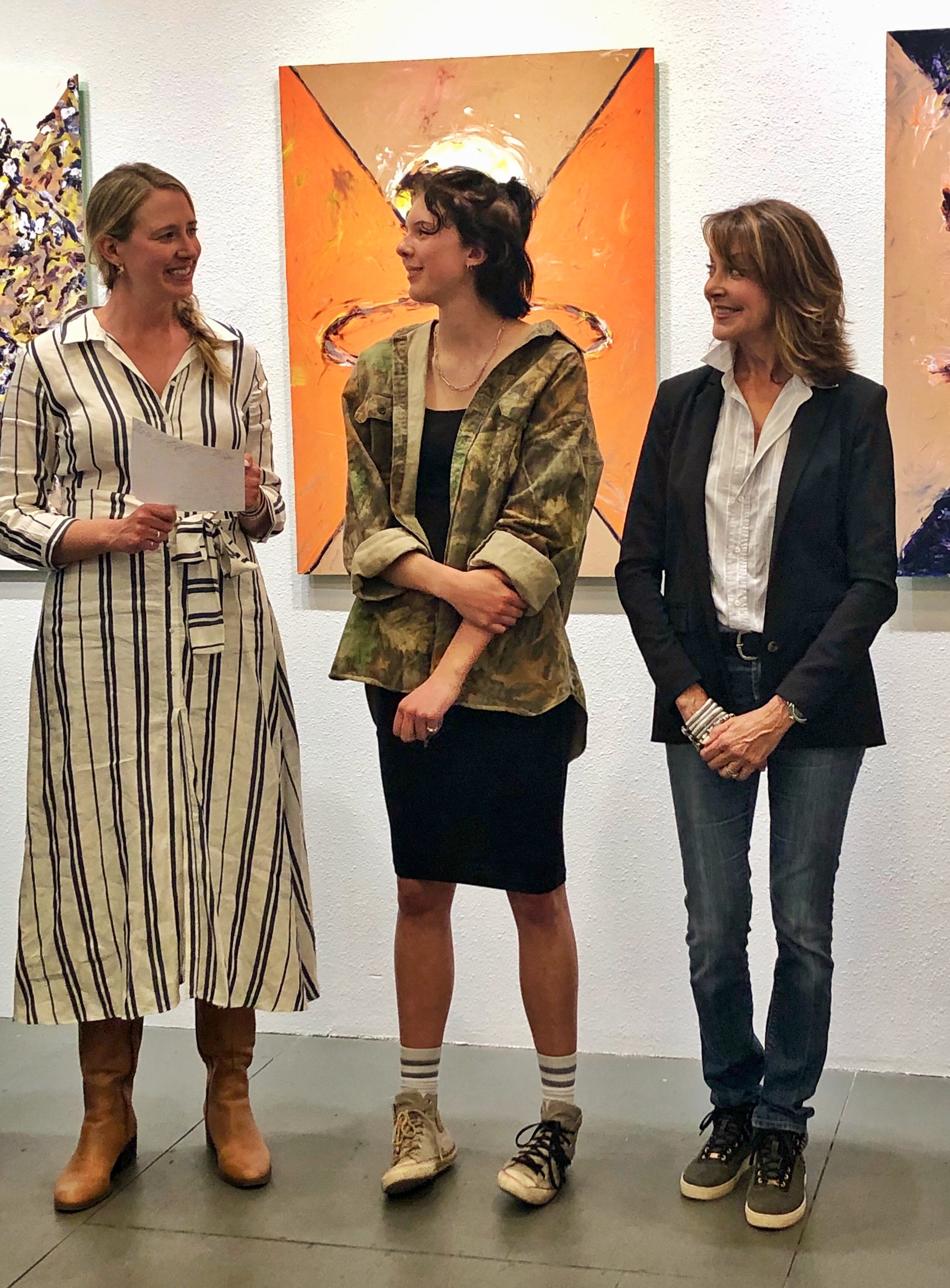Genna Moe, ART BASE Director interviewing Sarah and I opening night