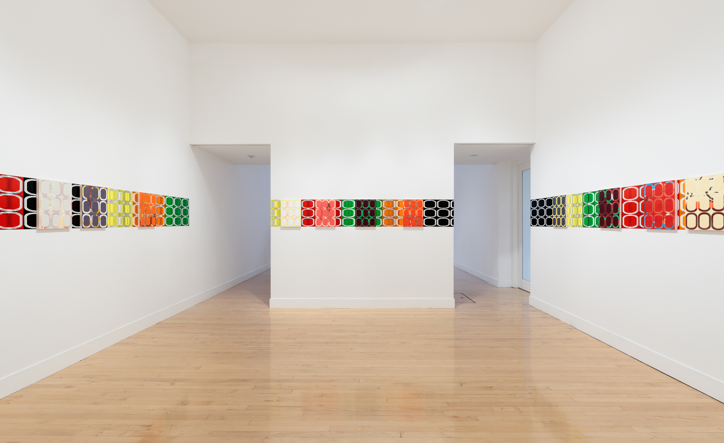  [installation] &nbsp; SUMMER FRIEZE,&nbsp; 2010 Twenty-four oil and encaustic paintings,&nbsp;vinyl Dimensions variable 