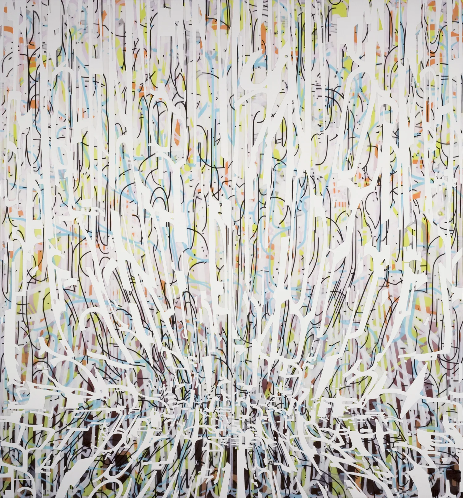 Variation/Mutation (green, blue, black, white), 2008 Oil and encaustic on two panels 78" x 72" x 2"