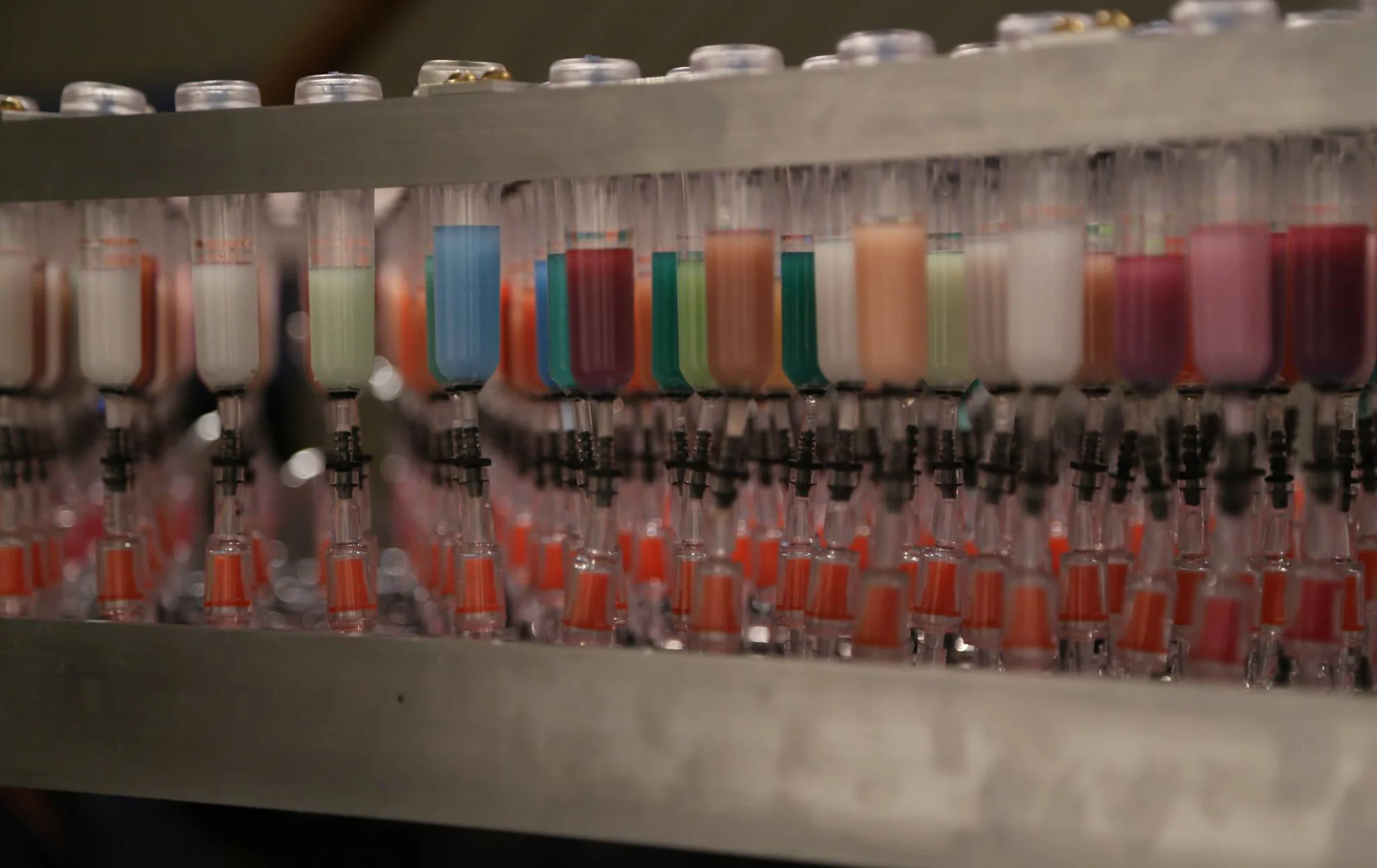A detail of Rainbrush and its color vials.