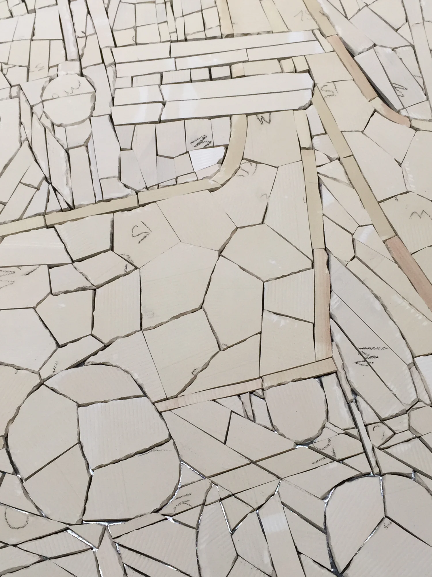 Back side of one of the mosaic sections.