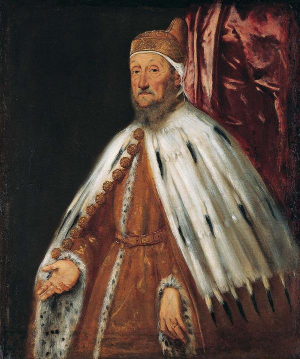 Tintoretto, Portrait of Doge Pietro Loredan, 1518-1594 The ermine cape is so incredibly rendered. The brushstrokes are so loose that it is impossible to discern the image when you are close to the painting. 