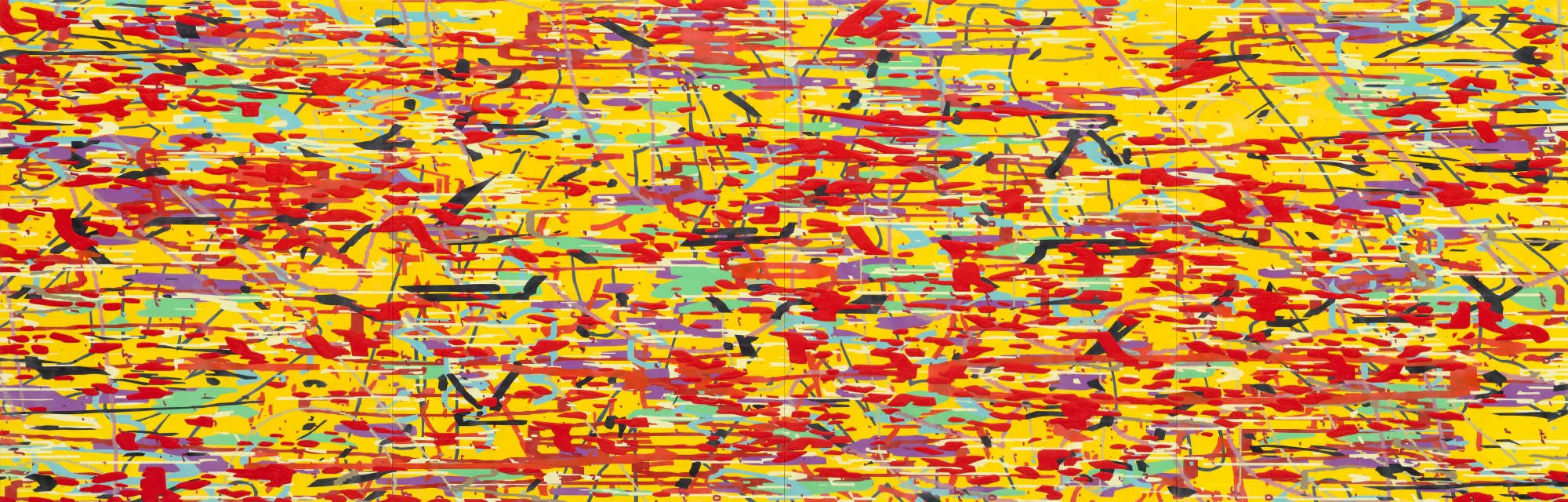 Variation: yellow (dusk), 2016 Oil and encaustic on four panels 50" x 156" x 2"