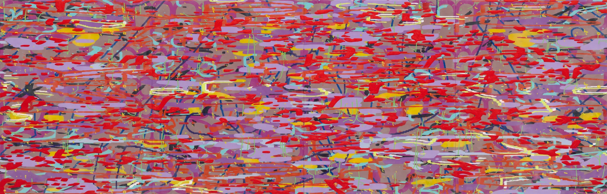 Variation: purple (dawn), 2016 Oil and encaustic on four panels 50" x 156" x 2"
